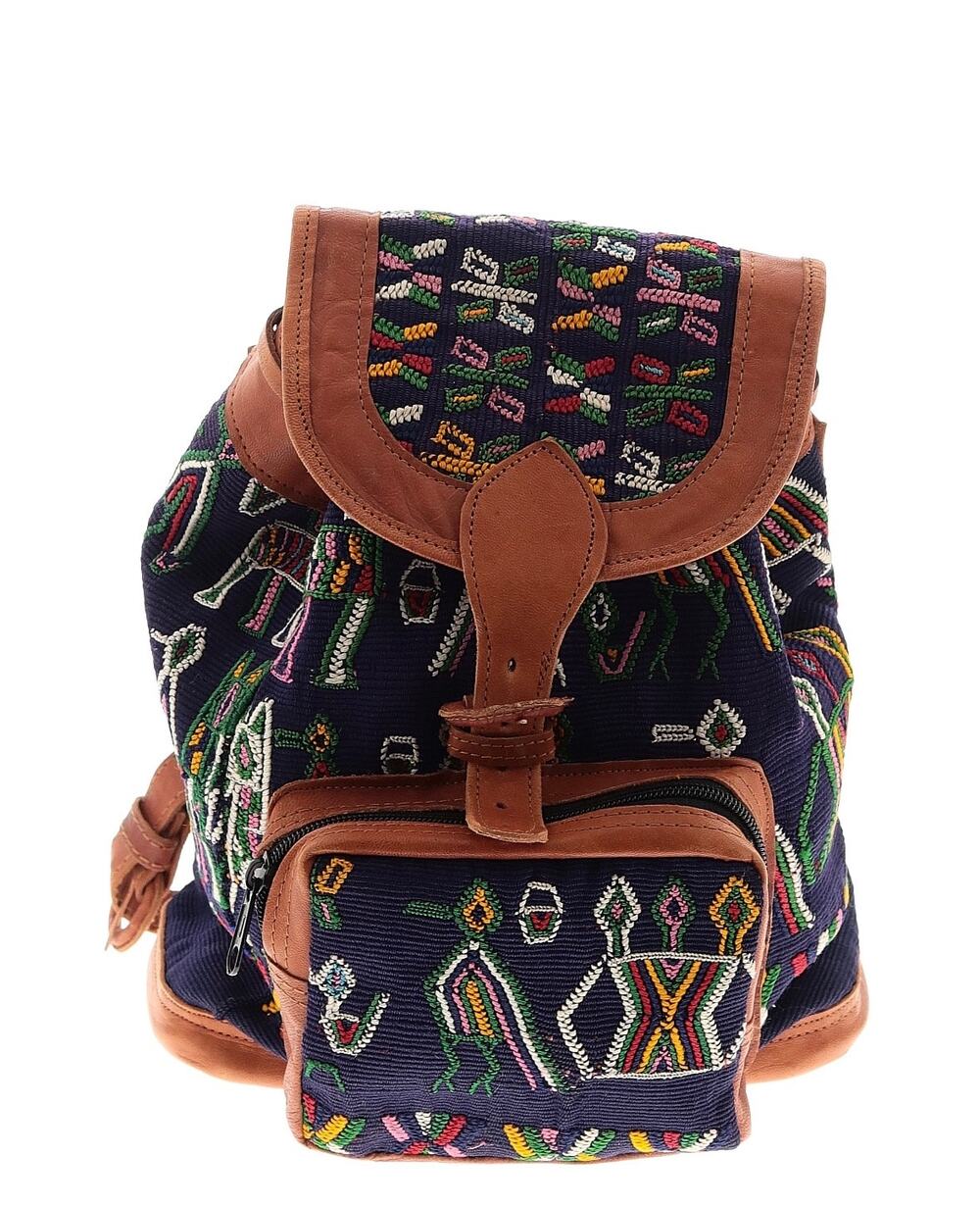 Handmade tapestry leather backpack